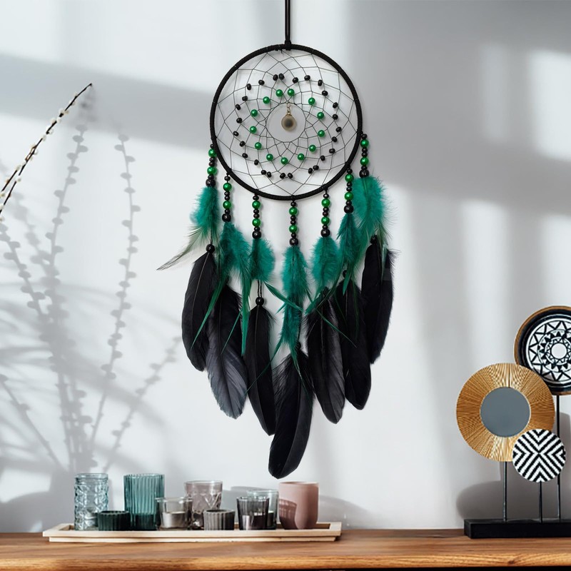 Donko Green and Black Dream Catcher with Pendant