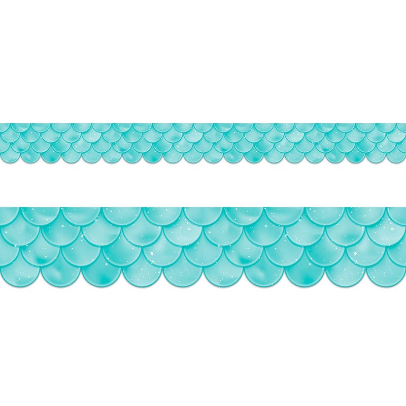 Ceiba Tree Ombre Turquoise Scallops Bulletin Board Borders for Classroom