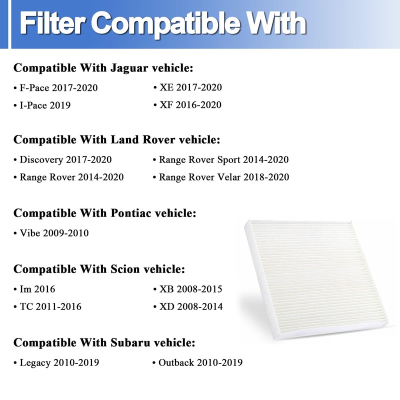 87139-YZZ20 87139-YZZ08, 87139-YZZ16 Car Cabin Air Filter, 4 Pack