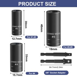 8Pcs Thread Tap Socket Set, 1/4" & 3/8" Drive Tap Socket Wrench Kit, Screw Taps Sockets Adapter Holder for Auto Home Repair Threading Task, Compatible All M.C.T.I. Tap Up to 1/2", Fit for 1/8" NPT Tap