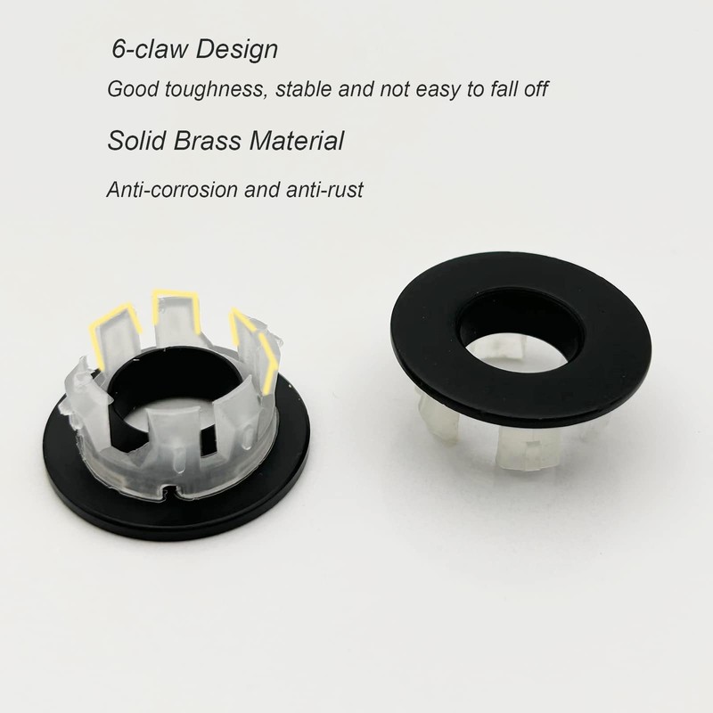 DEAKYNE 2 Pack Sink Overflow Ring Matte Black Bathroom Vanity