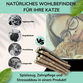 Matatabi Stick Cat - Pack of 10 | Natural Wood Anti-Stress Toy for Cats and Kittens | Chew Sticks for Dental Care | Alternative to Catnip and Cat Grass | Perfect Cat Toy