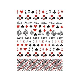 Generic Poker Nail Sticker Card s Clubs Hearts Spades Diamonds Game Time Decal Xh651Sa Nail Wraps Art Stickers Manicure Supplies for Women for Home Nails Full Long Lasting Easy Apply and Remove