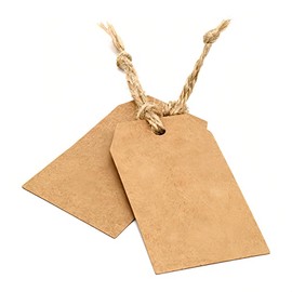 HannaFires 100PCS Kraft Paper Gift Tags with Jute Twine - Blank Hang Tags for Gifts, Price Tags, Crafting, and Labeling.
