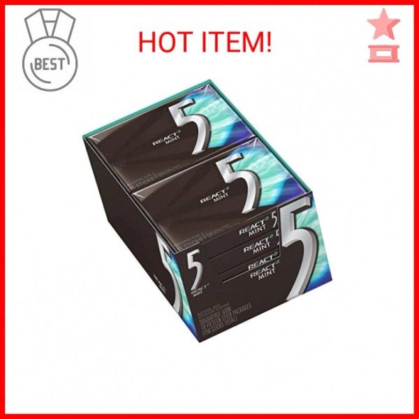 Five 5 GUM React Mint Gum Sugar Free Chewing Gum