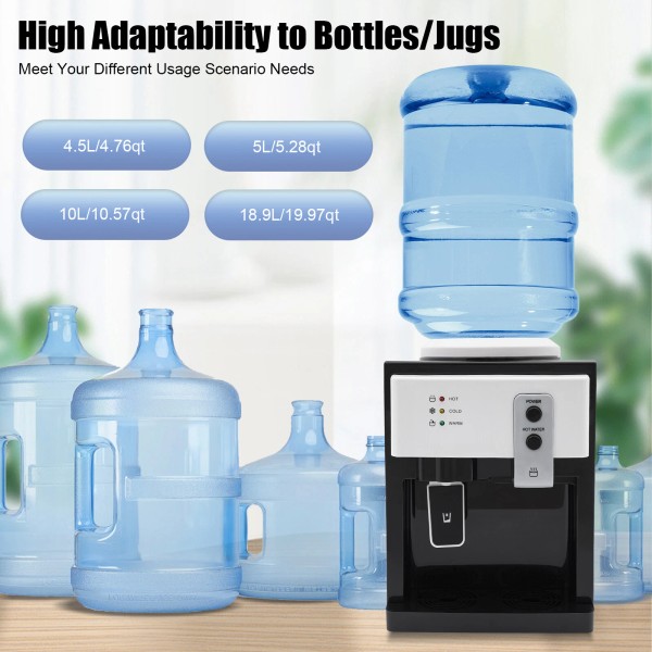 OUKANING 5 Gallon Top Loading Water Cooler Dispenser Countertop Hot+Cold