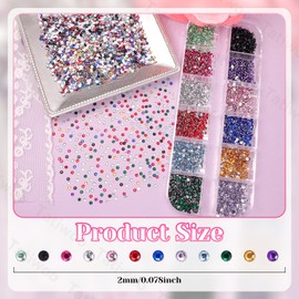 Aurora Bubble Nail Beads, 2mm Color Nail Rhinestones, Mixed Size Crystal Mermaid Beads for Nails, Rainbow Gems Crystal Rhinestone for Crafting, Flat-Back Gems for Nails Art and Face Makeup