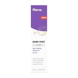 HERO COSMETICS Suero de manchas oscuras que corrige y desvanece las manchas de 15% de vitamina C más ácido hialurónico. Mejora la apariencia de las marcas post-escara en 7 días. Aplicador giratorio y
