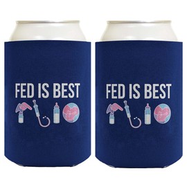 Breastfeeding Gifts Fed is Best 2-Pack Can Coolies Drink Coolers Blue