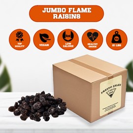 Raisins, Jumbo Flame, Packaged in a 10 lbs. (160 oz.) bag/box, Great trace mineral, boron, in the diet, Vegan, No Added Sugar, Kids and Adults Energy Boost snack, Luscious, Seedless by Presto Sales