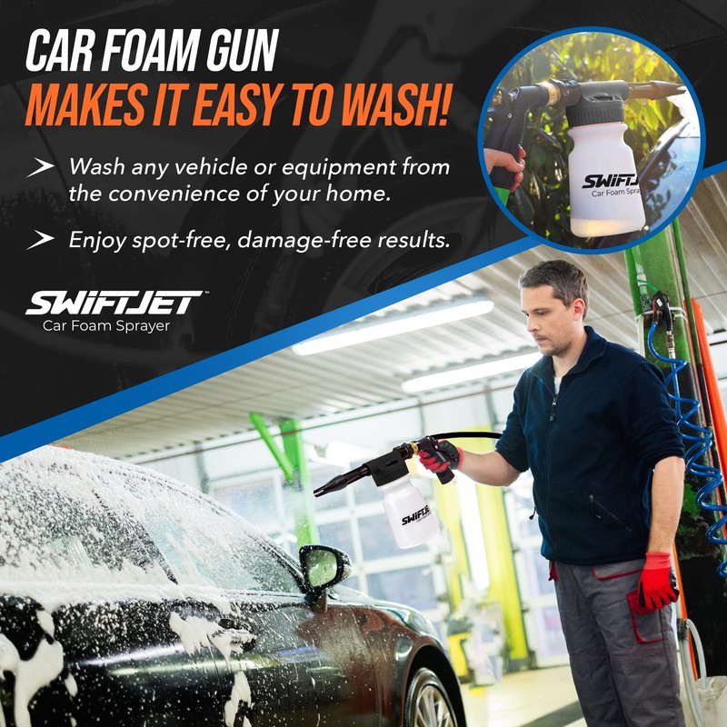 SwiftJet Car Wash Foam Gun + Microfiber Wash Mitt -