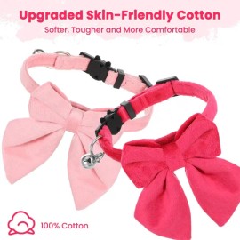 2 Collares Gato Rosa Con Campana Ajustable Desmontable 8-12p