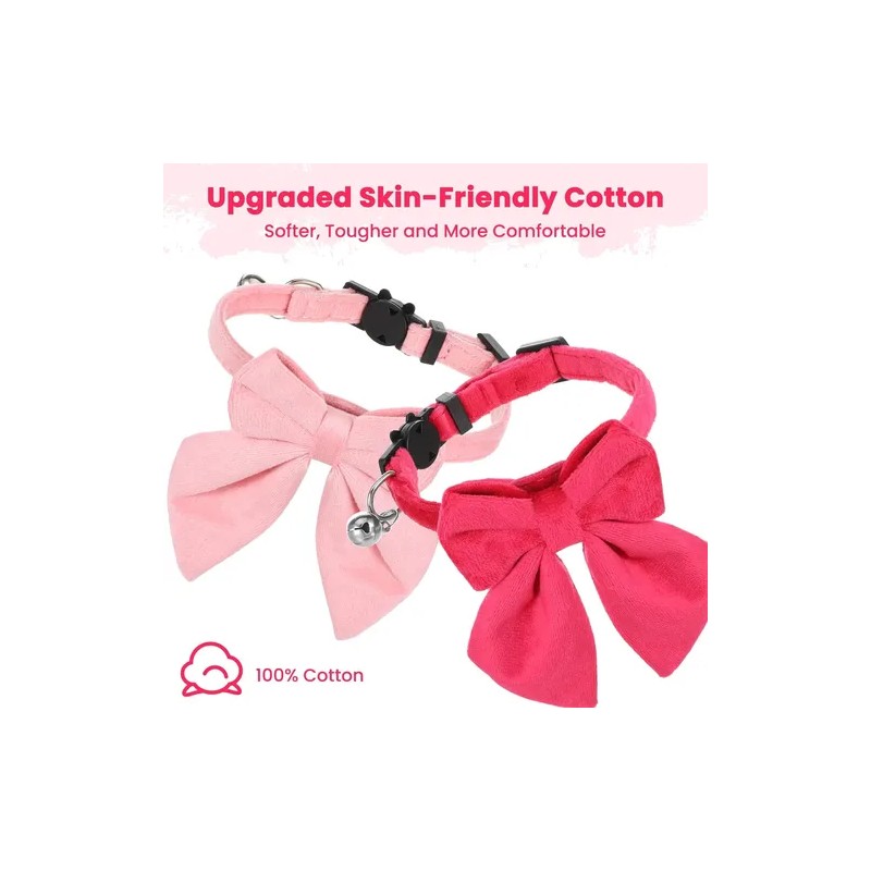 2 Collares Gato Rosa Con Campana Ajustable Desmontable 8-12p