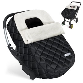 Ivywind Winter Baby Car Seat Cover, Warm Carseat Cover with Removable Zipper for Infant Boys & Girls, Waterproof Car Seat Covers Keep Babies Warm and Cozy in Cold Weather, Black