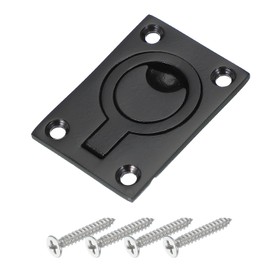 PATIKIL 2-1/2"-1-3/4" Flush Pull Ring Handles, 316 Stainless Steel Square Recessed Door Pull Hidden Boat Hatch Latch with Screws for Marine Yacht Furniture, Black