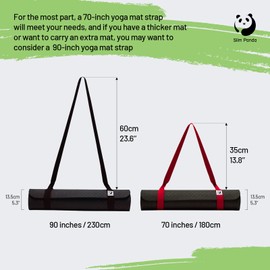 Slim Panda Cotton Yoga Mat, Adjustable Yoga Mat Carrying Strap for All Yoga Mats Sizes, Elastic Yoga Strap for Pilates, Stretching and Fitness