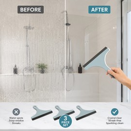 3-Piece Shower Squeegee Set for Glass Cleaning – Multipurpose Water Wiper for Windows, Mirrors & Car Glass