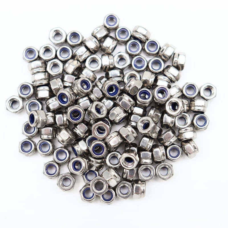 M4x0.7mm Nylon Insert Hex Lock Nuts 120 Pack 304 Stainless