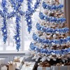 Sosation 100 ft Hanukkah Tinsel Garland Blue and Silver Metallic