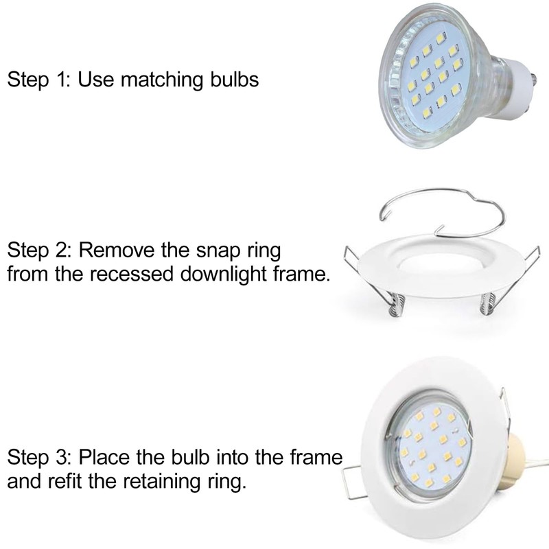 KingYH 8 Pack Recessed Light Frames Set GU10 MR16 Round