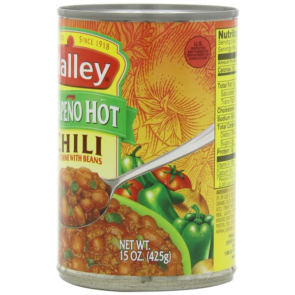 Nalley Jalapeno Hot Chili with Beans, 14-Ounce Cans (Pack of 8)