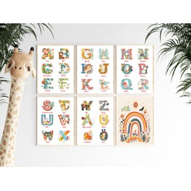 Set of 6 Posters, Learning Posters ABC for Children's Room, Alphabet Poster with Funny Animals, Ideal for Kindergarten, Preschool & Primary School, Promotes Playful Learning, Dreamy Doodles®