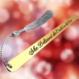 She Believed She Could So She Did | Metal Bookmark | Bookmark | Graduation Gift for Her | Gift for Book Lover