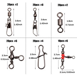 Fishing Swivels Accessories Tackle Box Including Worm Fishing Hooks Sinker Slide Weight Swivel Snaps for Saltwater/Freshwater Fishing Gear Kit 140pcs