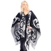 BYOS Womens Winter Reversible Swirl Pattern Open Front Shawl Warp