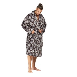 Mens Shawl Collar Fleece Robe - Unisex Warm Plush Long Comfort Bathrobes