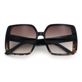 SA106 Womens Oversized Rectangular Designer Fashion Classic Mod Sunglasses Black Tortoise - Brown