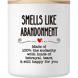 Farewell Moving Away Gift for Friend, 10OZ Leaving Gifts for Coworker Employee, Funny Goodbye Going Away Retirement Gifts for Women, Smells Like Abandonment Scented Soy Candle