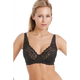 Camille Womens Black Rhapsody Floral Lace Underwired Bra 36C