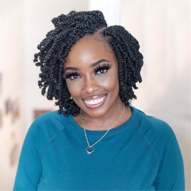 TOYOTRESS Bob Spring Twist Kids Crochet Hair - 8 inch (140 strands) Cute & Versatile Pre-twisted Spring Twists Crochet Braids Synthetic Braiding Hair Extension (8 inch,1B)