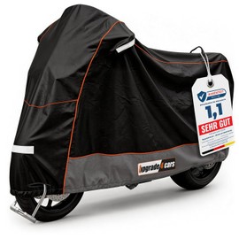 Upgrade4cars Motorcycle Tarpaulin Outdoor Waterproof & Lockable Universal Motorcycle Garage Winterproof 210D Polyester Black Scooter Cover Size L 245 x 105 x 125 cm