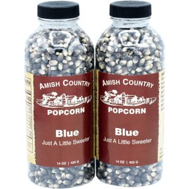 Amish Country Popcorn | 2 - 14 oz Bottles | Blue Popcorn Kernels | Old Fashioned with Recipe Guide (2 - 14 oz Bottles)
