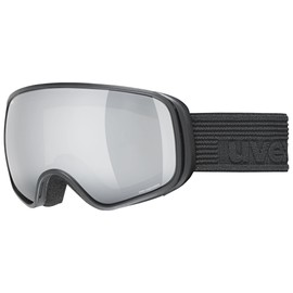 uvex scribble FM - Stylish Mirrored Ski Goggles with Extra Wide Field of View and Anti-Fog Coating for Children - Black/Silver-Clear - One Size