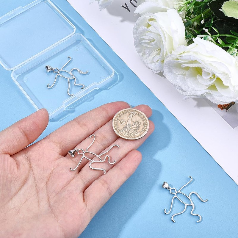 WADORN 4Pcs 5 Claws Prong Pendant Setting, Adjustable Brass Hollow