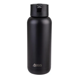 Oasis Ceramic Lined Stainless Steel Triple Wall Insulated 'Moda' Drink Bottle 1 Litre - Black