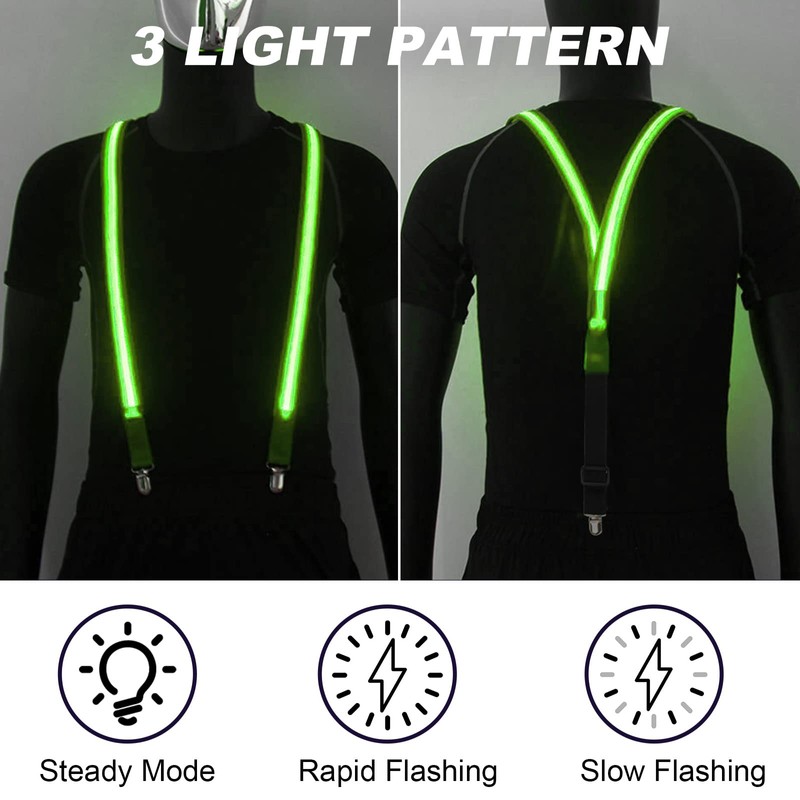 Ainiv LED Light-Up Braces, Back Braces, Neon Stripes, Y-Shape Braces,