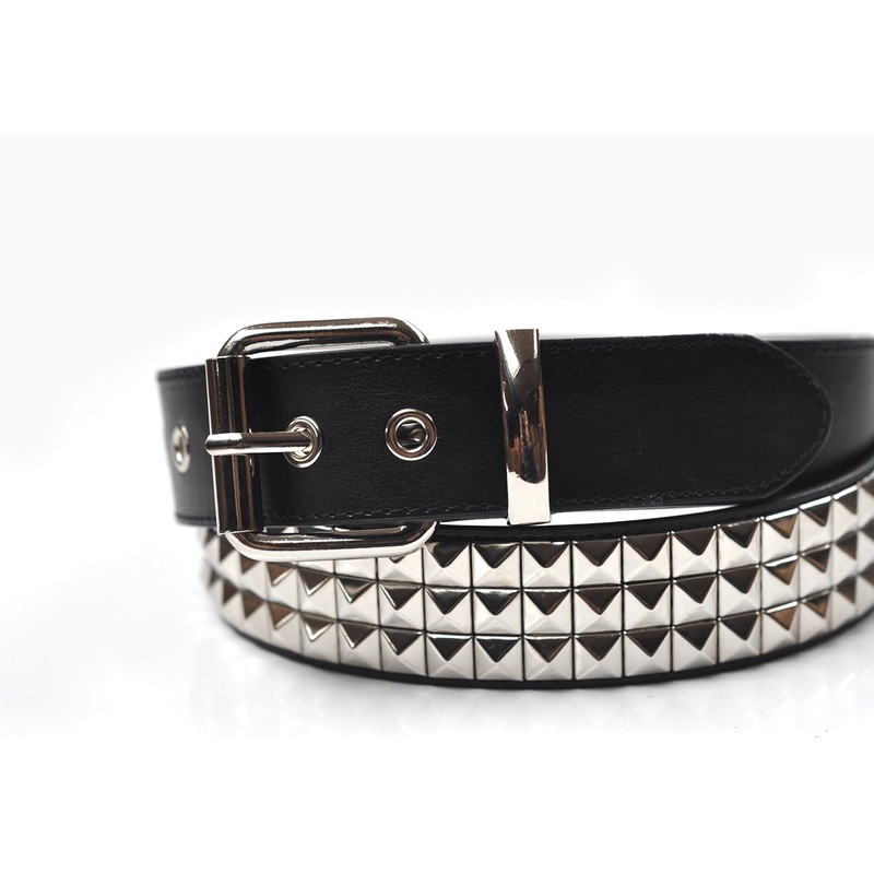 foolsGold 3 Row Pyramid Studded Belt (5XL (56" - 60"