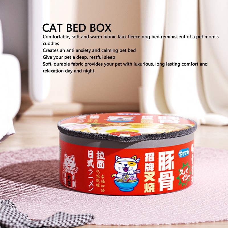 Noodle Box Cat Bed Japanese Style Semi Enclosed Soft Comfortable
