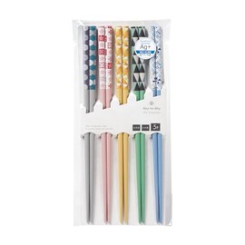 Ishida 67342-6 Silver Ion Antibacterial Patchwork Chopsticks for Guests 5 Pairs 9.1 inches (23 cm)