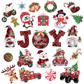 48 PCS Christmas Cutouts Xmas Joy Gnome Santa Cutouts with 60 Glue Point Dots, Christmas Bulletin Board Decorations, Winter Classroom School Xmas Holiday Party Decor for Wall Window Blackboard