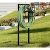 CALIDOLA Freestanding Garden Hose Organizer with Black Powder-Coated Finish -