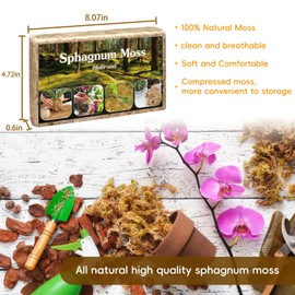 Sphagnum Moss,Sphagnum Moss for Plants,4 QT Natural Long Fibered Sphagnum Peat Moss,Premium Dried Orchid Moss for Orchids Succulents Carnivorous Potted Plant Gardening & Reptiles