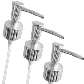 Soap Dispenser Pump Head Replacement 3 Pack, 28/400 Threads Standard Size, for Bathroom and Kitchen (Clear Silver)