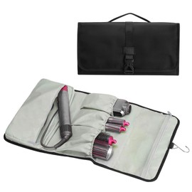 BangBoom Multi Functional Hair Tools Travel Bag Organizer with Hook, Hanging Curling Iron Storage Pouch Cover, Large Capacity Collapsible Flat Iron Case Sleeve for Blow Dryers Brushes (Black)