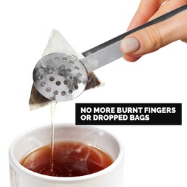 ORBLUE Tea Bag Squeezer Tongs | Stainless Steel Solid and Strainer Parts | Easy & Effective Tea Tool Extraction + No More Burned Fingers on Hot Tea Bag