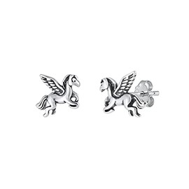 925 Sterling Silver Pegasus Stud Earrings